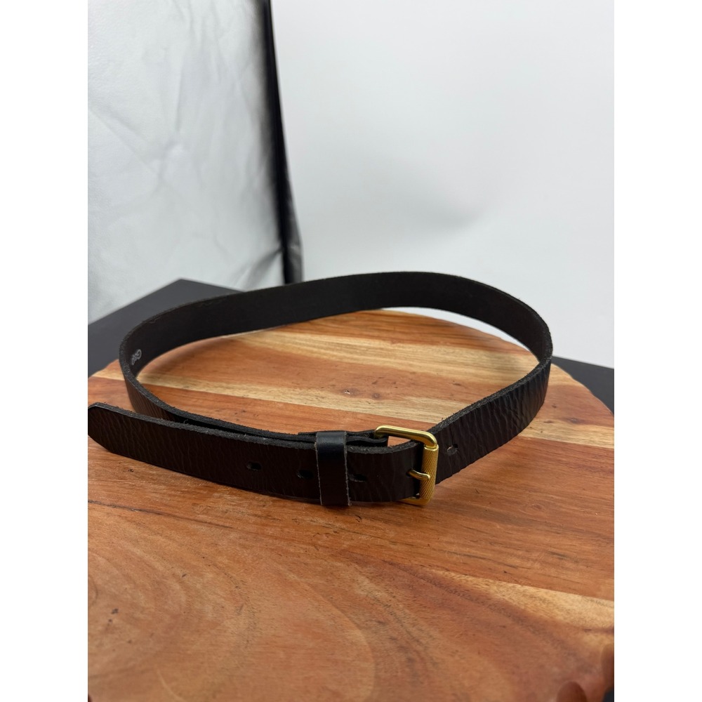 Gap Genuine Leather Belt Women XS Black Textured Gold Knurled Buckle 534189-00